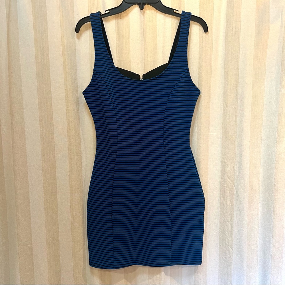 Blue/Black Striped Mini Dress